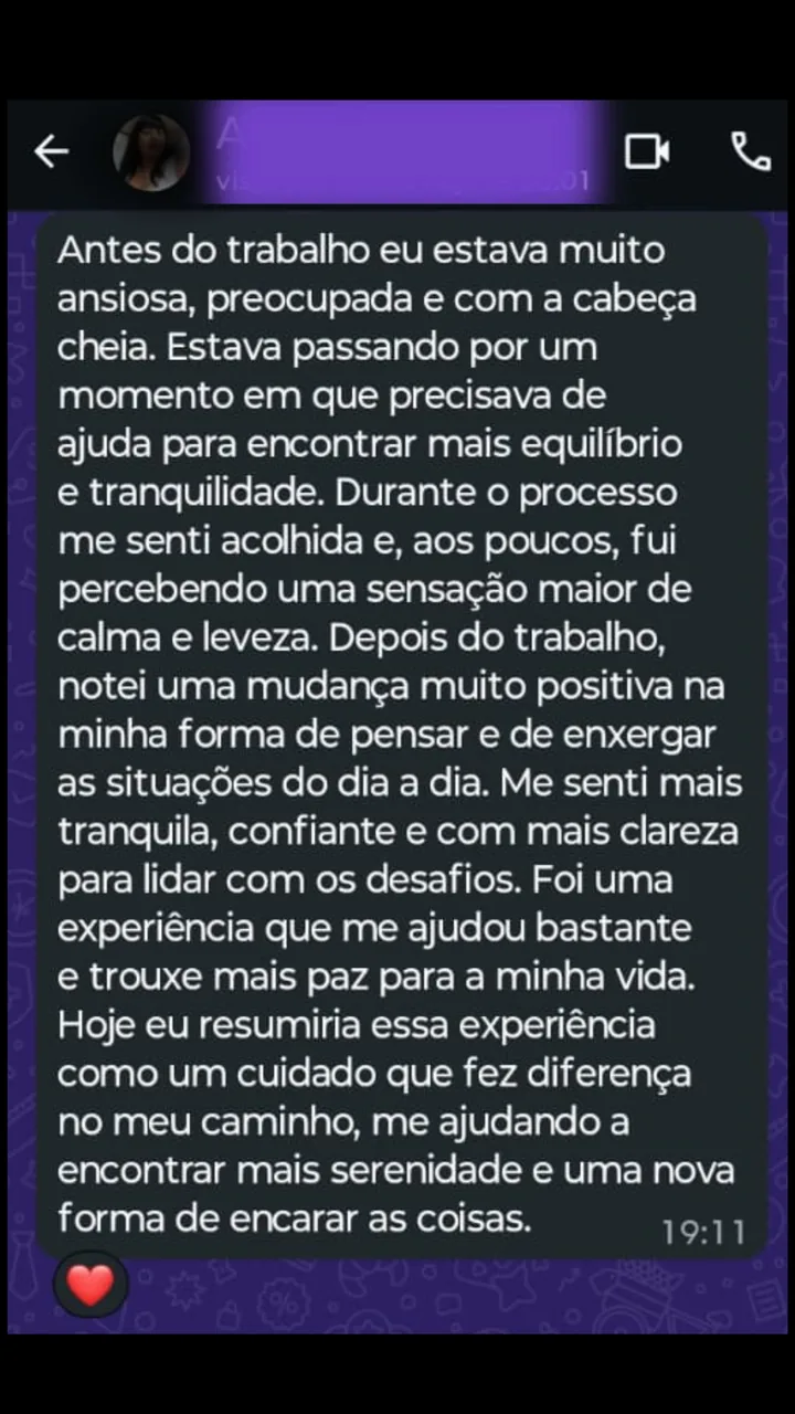 Depoimento de participante do Ritual do Retorno